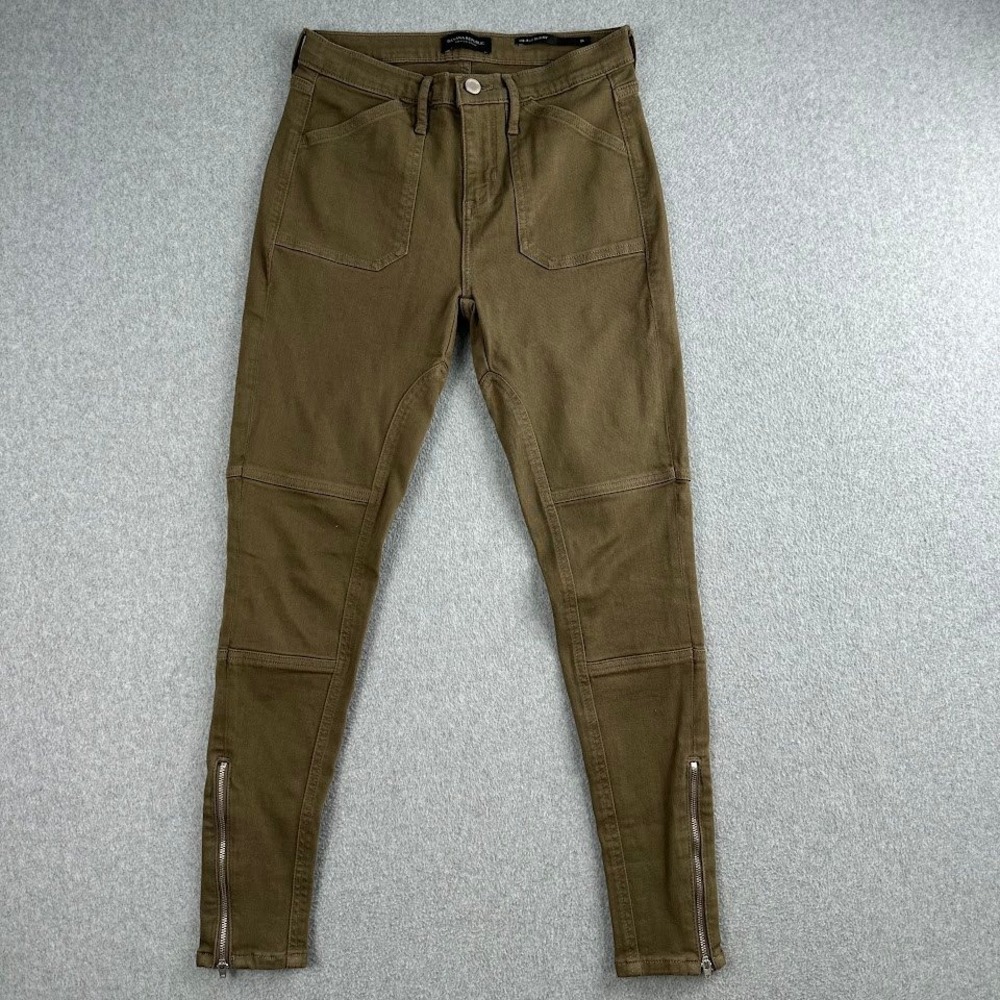 Banana‎ Republic Mid Rise Skinny Cargo Zip Ankle Pants Olive Green Size 26 Army